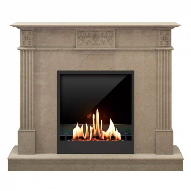 Биокамин в мраморном портале SteelHeat Lada M (Стекло + Стемалит)