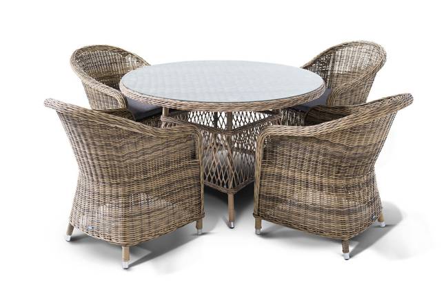 "Равенна" обеденная группа плетеная, цвет соломенный "Равенна" обеденная группа плетеная, цвет соломенный