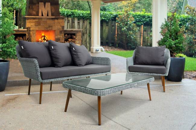 Комплект плетеной мебели MOKKA РИМИНИ / RIMINI (стол кофейный, 2 кресла, диван 3 х-местный)