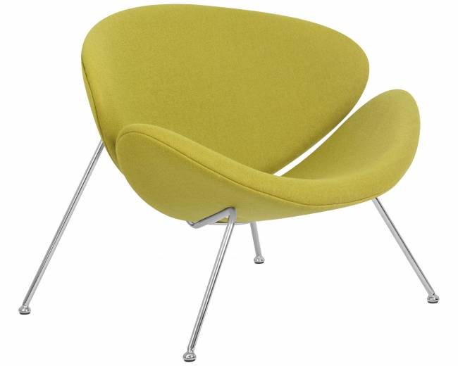 Кресло дизайнерское DOBRIN EMILY, светло-зеленая ткань AF3, хромированная сталь