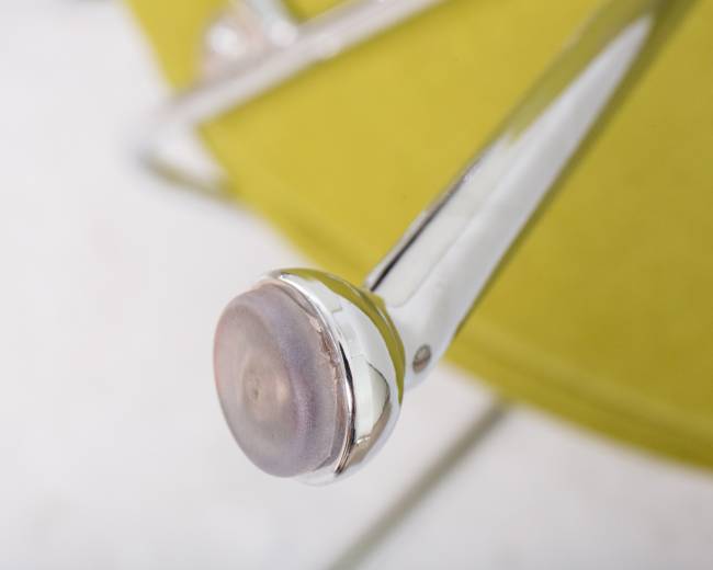 Кресло дизайнерское DOBRIN EMILY, светло-зеленая ткань AF3, хромированная сталь