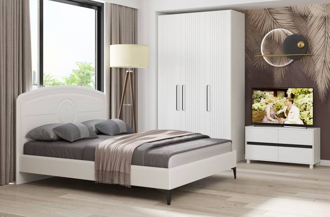 Шкаф комбинированный 3-х дверный Валенсия 13.12 цвет белый шагрень есть зеркало внутри