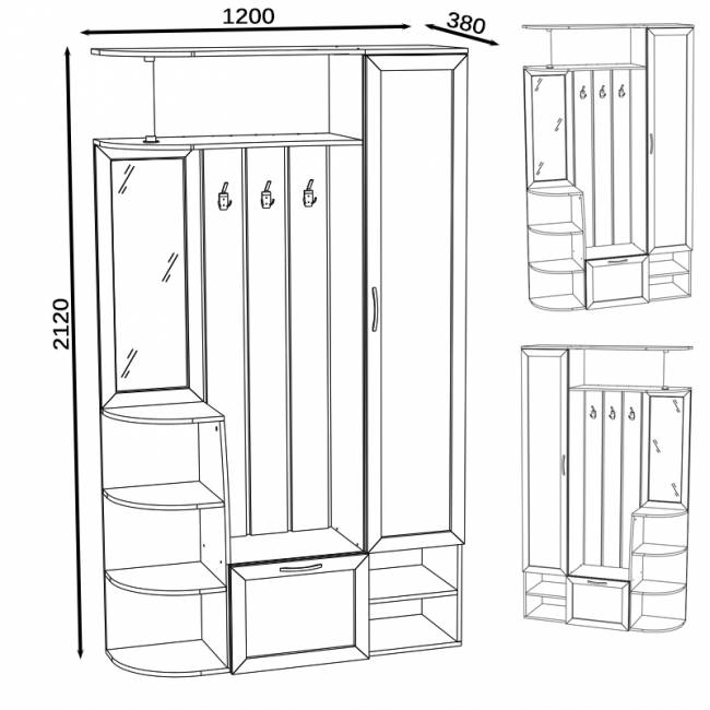 Прихожая Ксения-2, цвет венге/дуб лоредо