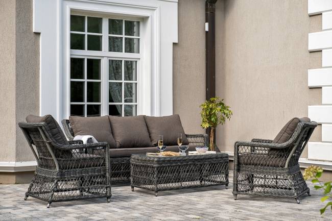 "Гранд Латте" лаунж-зона из искусственного ротанга, цвет графит