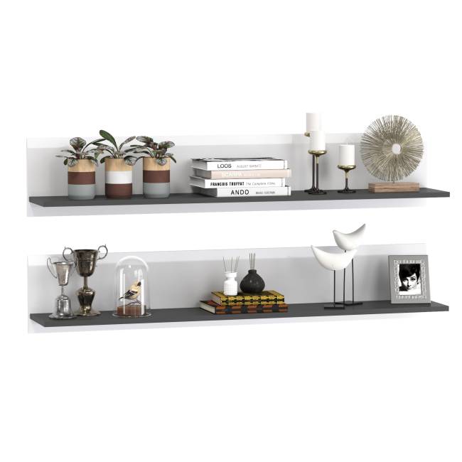 Две открытых полки Сидней цвет белый/чёрный