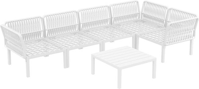 Комплект пластиковой мебели Portofino Lounge Corner белый, бежевый Комплект пластиковой мебели Portofino Lounge Corner белый, бежевый