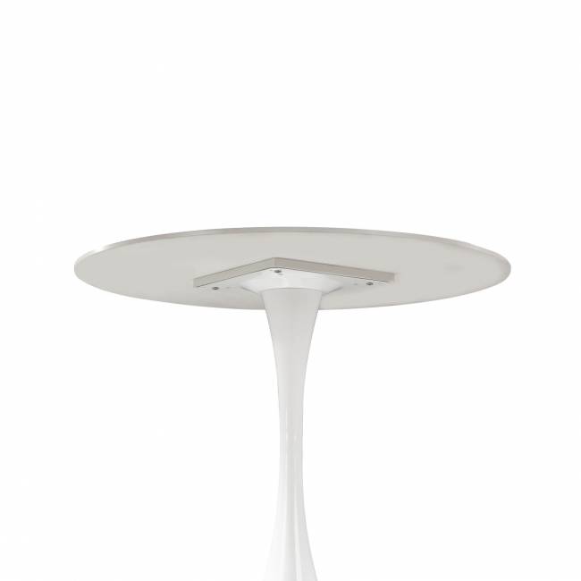 Стол Тулип D90, столешница керамика белый мрамор /опора белый