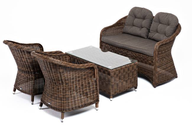 "Равенна" лаунж-зона из искусственного ротанга, цвет коричневый