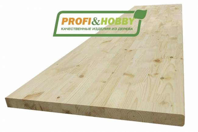 Столешница для кухни 2500 х 600 х 40 сосна, А сращенный, без покраски