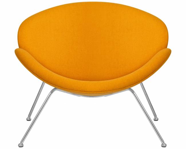 Кресло дизайнерское DOBRIN EMILY, желтая ткань AF13, хромированная сталь