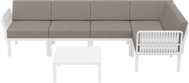 Комплект пластиковой мебели Portofino Lounge Corner белый, светло-коричневый Комплект пластиковой мебели Portofino Lounge Corner белый, светло-коричневый