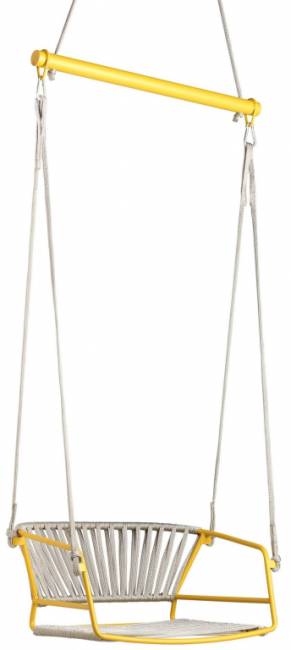 Качели плетеные Lisa Swing желтый, серебристый 730х650х1750 мм