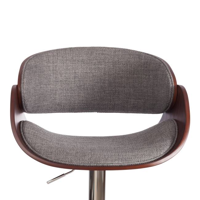 Стул барный Ландо/Lando (мод.4036) металл/дерево/ткань, 59х51х93-114см, высота сиденья 62-83см, серый/орех/хром, Аймкаса 28 орех темный, серый металл/дерево/ткань