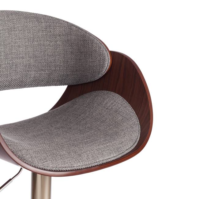 Стул барный Ландо/Lando (мод.4036) металл/дерево/ткань, 59х51х93-114см, высота сиденья 62-83см, серый/орех/хром, Аймкаса 28 орех темный, серый металл/дерево/ткань