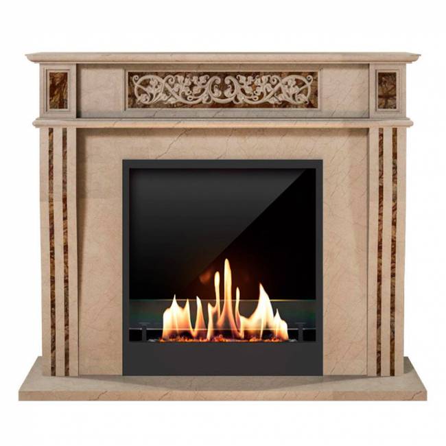 Биокамин в мраморном портале SteelHeat Capella M (Стекло + Стемалит)