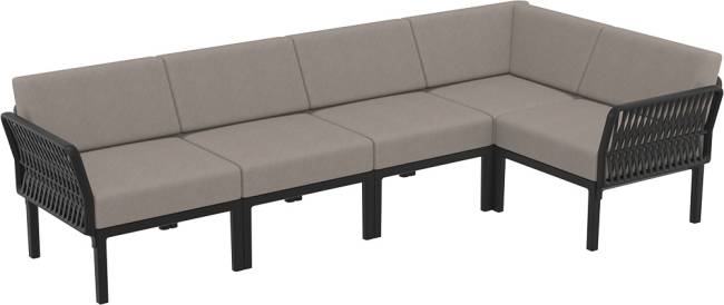 Комплект пластиковой мебели Portofino Lounge Corner черный, светло-коричневый