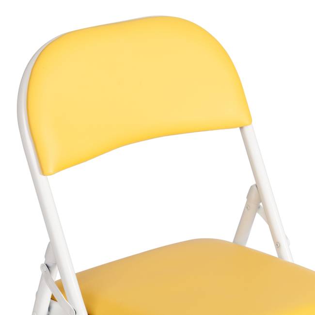 Стул складной Фолдер/Folder (мод.3022G) каркас: металл, сиденье/спинка: экокожа, 46.5х47.5х79см, желтый/белый  (Комплект из 6 шт.) желтый, белый каркас: металл, сиденье/спинка: экокожа