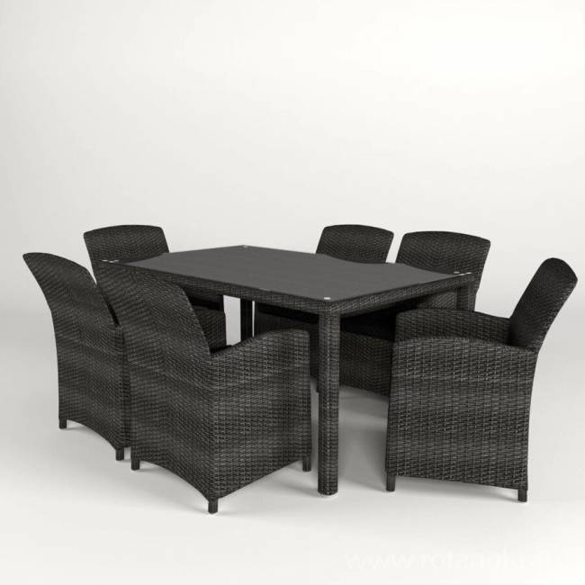 Обеденный стол "Севилья" 160 см, из искусственного ротанга, серый, темно-серый