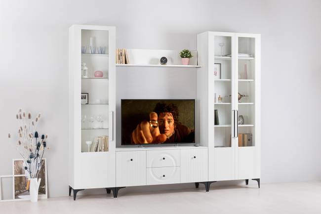 Шкаф-пенал Валенсия 13.218 цвет белый шагрень Шкаф-пенал Валенсия 13.218 цвет белый шагрень