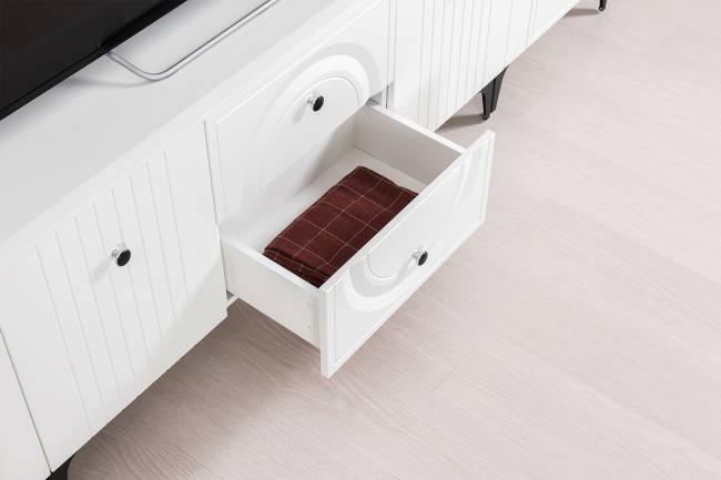 Комод Валенсия 13.309 с тумбой под ТВ Валенсия цвет белый шагрень