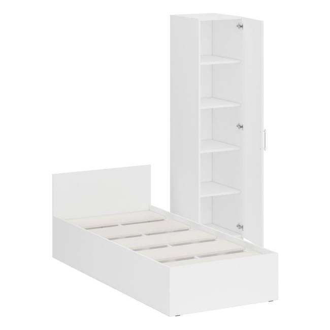 Кровать белая односпальная 900 с пеналом Стандарт цвет белый