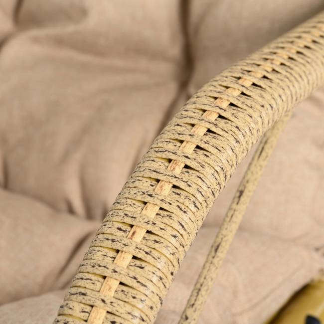 Кресло качалка с подножкой из искусственного ротанга, бамбук, разборное