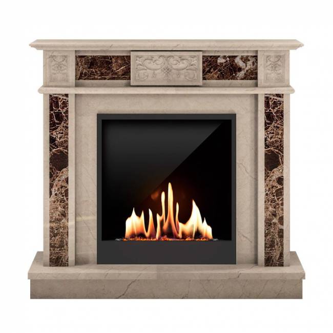 Биокамин в мраморном портале SteelHeat Vienna M (Стемалит)