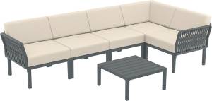 Комплект пластиковой мебели Portofino Lounge Corner темно-серый, бежевый