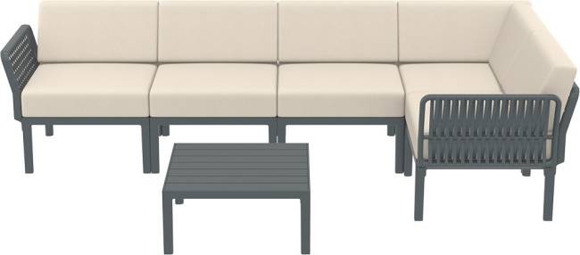 Комплект пластиковой мебели Portofino Lounge Corner темно-серый, бежевый Комплект пластиковой мебели Portofino Lounge Corner темно-серый, бежевый