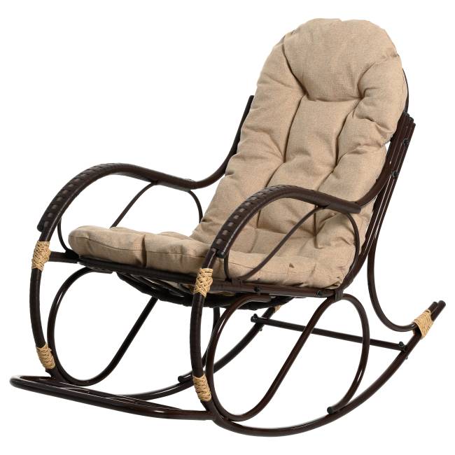 Кресло качалка с подножкой из искусственного ротанга, орех, разборное