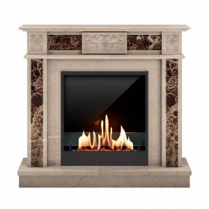 Биокамин в мраморном портале SteelHeat Vienna M (Стекло + Стемалит)