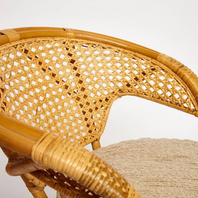 Комплект террасный "Пеланги/Pelangi" (стол со стеклом + 2 кресла) /без подушек/ ротанг, кресло 65х65х77см, стол диаметр 64х61см, медовый Honey (мед) ротанг