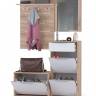 Высокая обувница и обувница с зеркалом и вешалкой для одежды Куба цвет дуб сонома/белый премиум