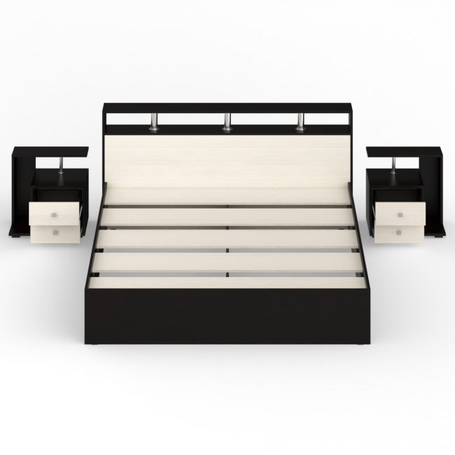 Кровать 1800 Камелия + две тумбы цвет венге/дуб лоредо