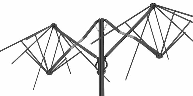 Зонт профессиональный двухкупольный 2.9х6.3 м Galaxia Dual T Timber имитация ироко, слоновая кость 2900х6300 мм