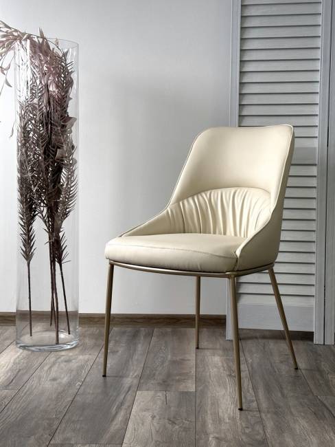 Стул АБРИОЛА (ABRIOLA) цвет МОЛОЧНЫЙ Milk T1-02, экокожа / шампань, ®DISAUR