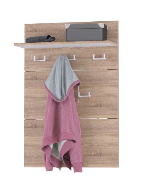 Обувница 13.113 + Вешалка 10.122 + обувница 13.114 + Зеркало Куба цвет дуб сонома/белый премиум