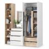 Комплект Муссон Шкаф + Стеллаж + Комод + Зеркало цвет белый/дуб эндгрейн элегантный Комплект Муссон Шкаф + Стеллаж + Комод + Зеркало цвет белый/дуб эндгрейн элегантный