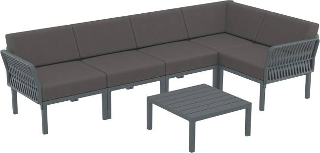 Комплект пластиковой мебели Portofino Lounge Corner темно-серый, темно-серый Комплект пластиковой мебели Portofino Lounge Corner темно-серый, темно-серый