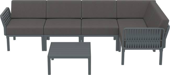 Комплект пластиковой мебели Portofino Lounge Corner темно-серый, темно-серый Комплект пластиковой мебели Portofino Lounge Corner темно-серый, темно-серый