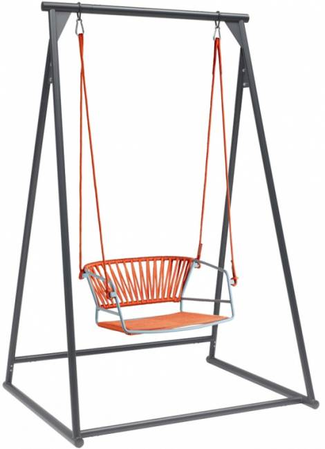 Качели плетеные Lisa Swing голубой, оранжевый 1450х1200х2220 мм