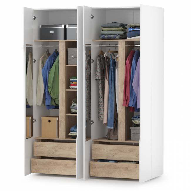 Два шкафа двустворчатых Муссон цвет белый/дуб эндгрейн элегантный