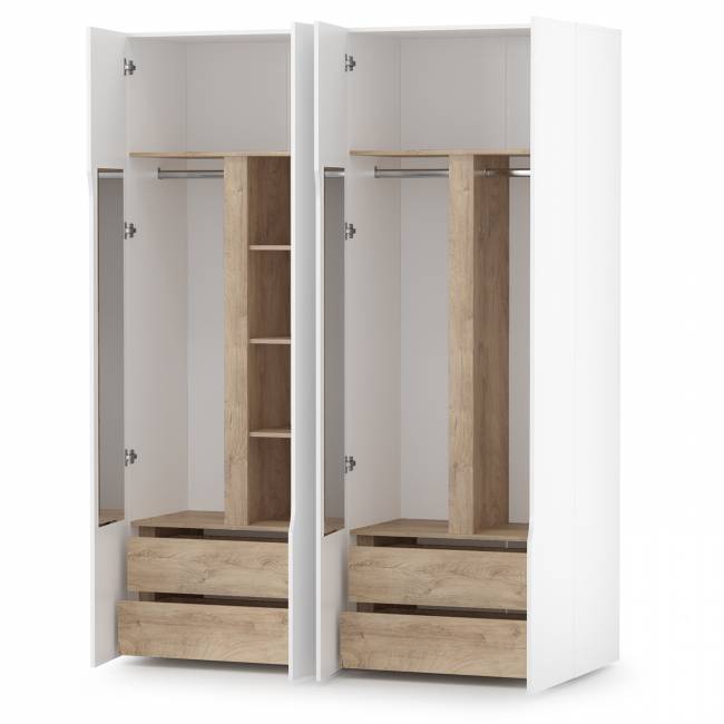 Два шкафа двустворчатых Муссон цвет белый/дуб эндгрейн элегантный