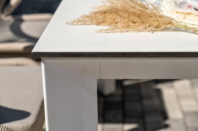 "Венето" обеденная группа на 6 персон со стульями "Милан", каркас белый, роуп бежевый "Венето" обеденная группа на 6 персон со стульями "Милан", каркас белый, роуп бежевый