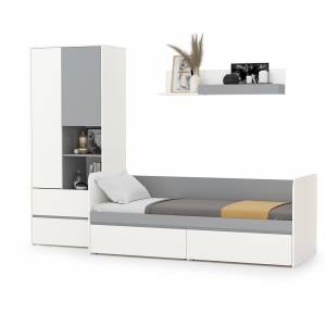 Детская мебель Торонто № 20 цвет белый шагрень/стальной серый