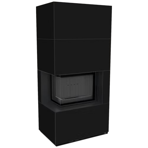 Каминокомплект Kratki PRO FLOKI NERO ASSOLUTO, угловое стекло слева