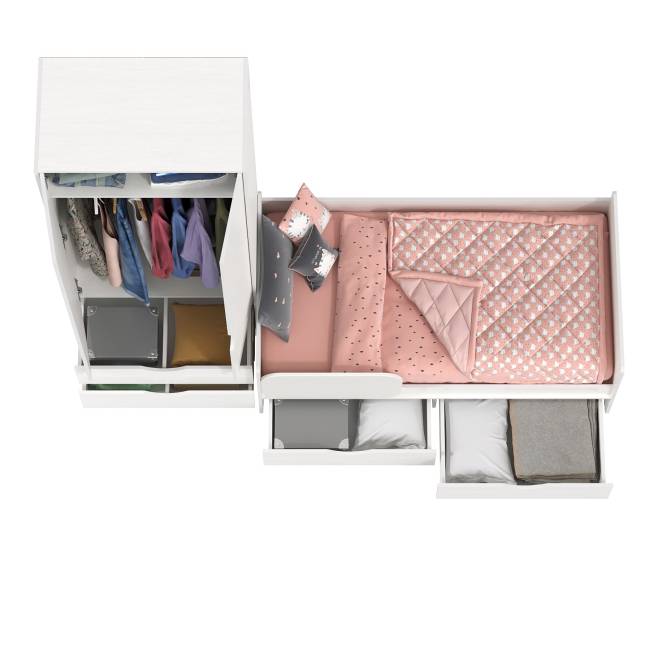 Кровать детская с ящиками со шкафом Уна цвет белый