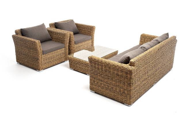 "Капучино" лаунж-зона из искусственного ротанга (гиацинт), цвет соломенный "Капучино" лаунж-зона из искусственного ротанга (гиацинт), цвет соломенный