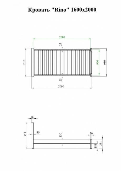 Кровать Rino 1400 х 2000 ясень, без покраски