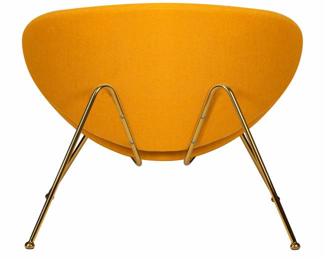 Кресло дизайнерское DOBRIN EMILY, желтая ткань AF13, золотое основание